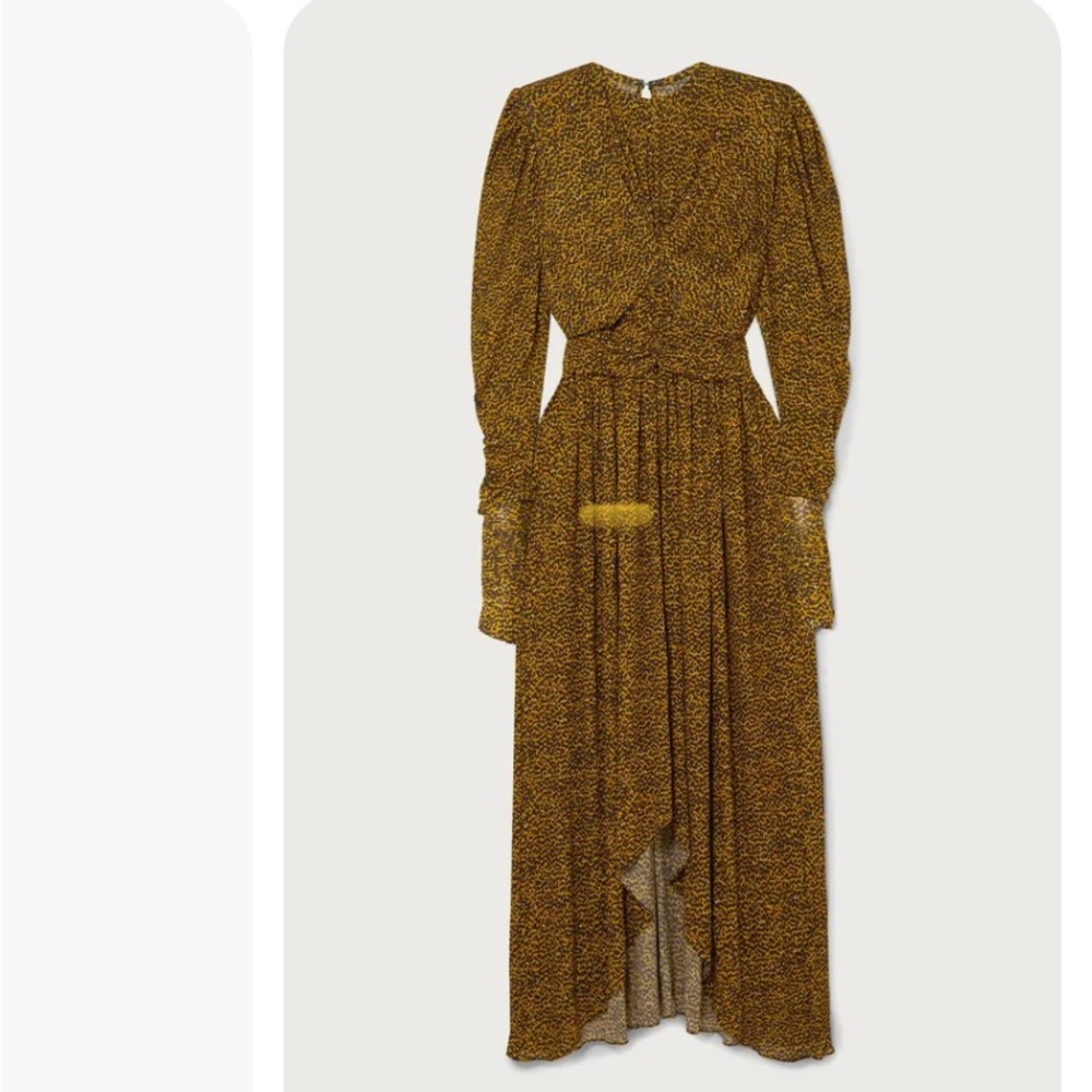 Isabel Marant Fauve Yellow Leopard Print JUCIENNE Sharkbite Jersey‎ Dress 6 - Picture 3 of 17